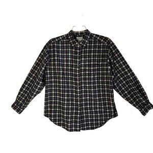 Arizona Jean Company Women's Plaid Long Sleeve Shirt Size Large 100% Cotton
